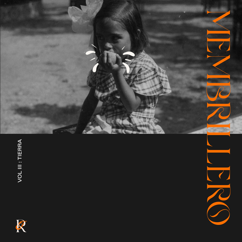 Rezelo - Membrillero cover artwork. Shows a black and white photo of little girl eating something.