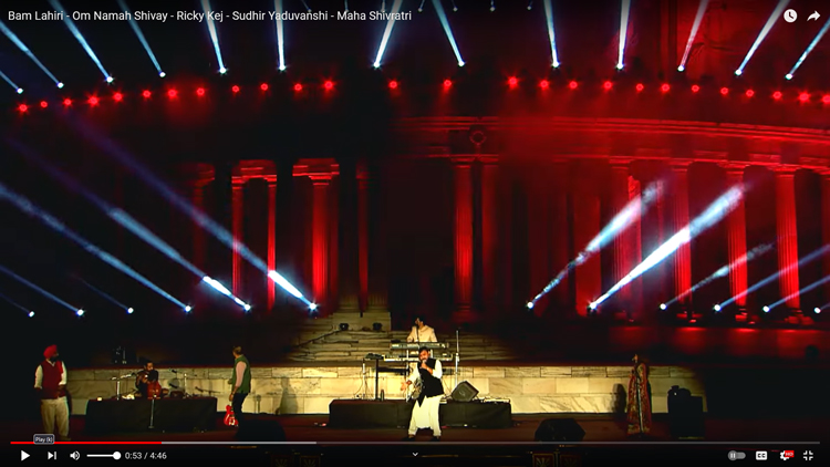 Ricky Kej - Bam Lahiri. A still image from a live video perforamnce.