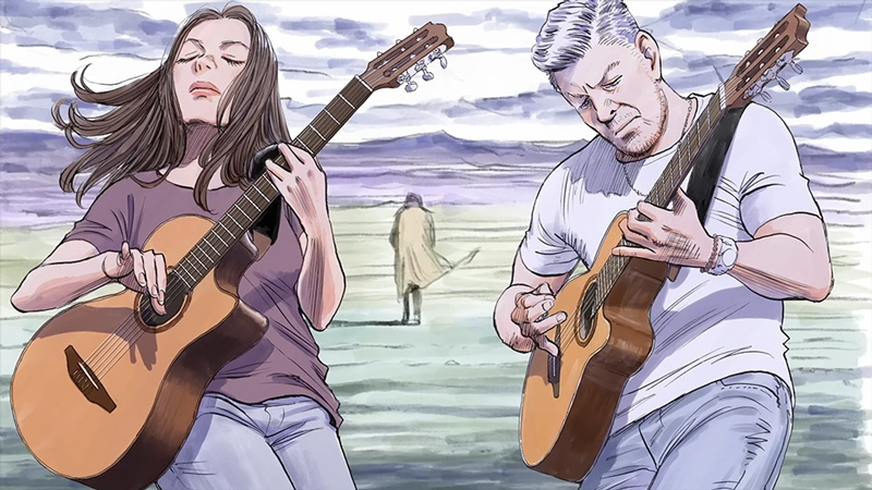 Rodrigo y Gabriela Monster. A manga-style illustration of Rodrigo y Gabriela.
