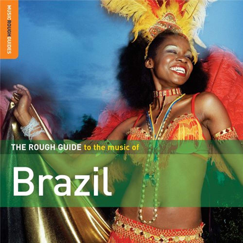 Rough Guide to the Music of Brazil cover artwork. a photo of as black samba dancer.