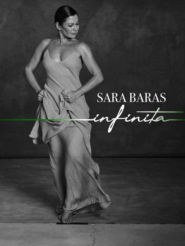 Sara Baras - Photo by Jaime de Laiguana. Black and white photo of Sara dancing.