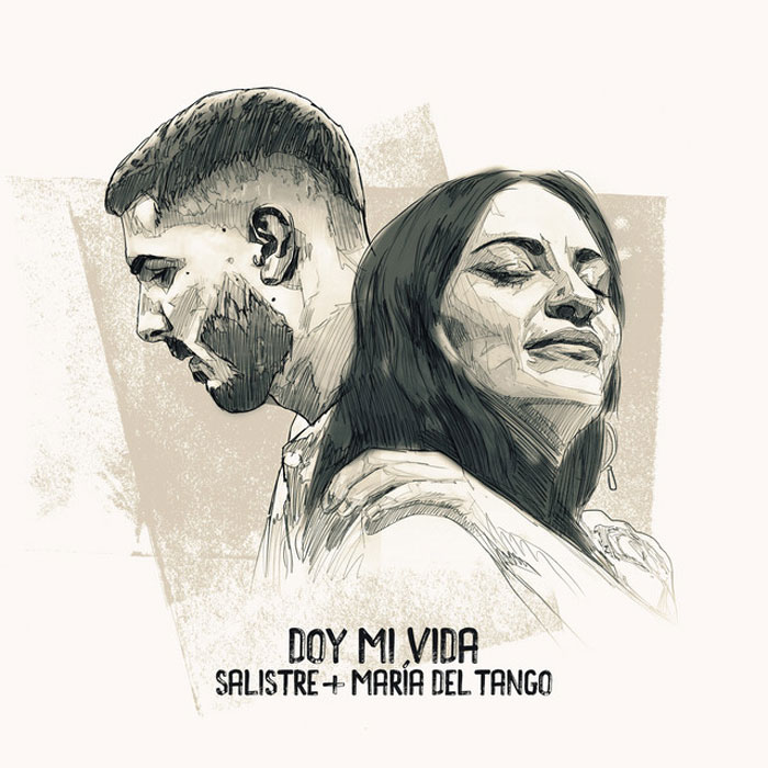 Salistre Doy Mi Vida cover artwork. An illustration of the heads of the two artists.