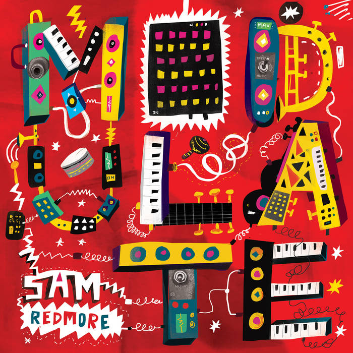 Sam Redmore - Modulate cover artwork. The title of the album in large colorful letters with red background.