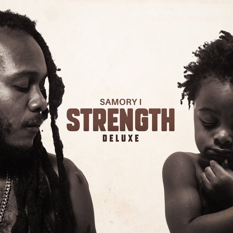 Samory I - Strength cover artwork. A photo of Samory I and his child.