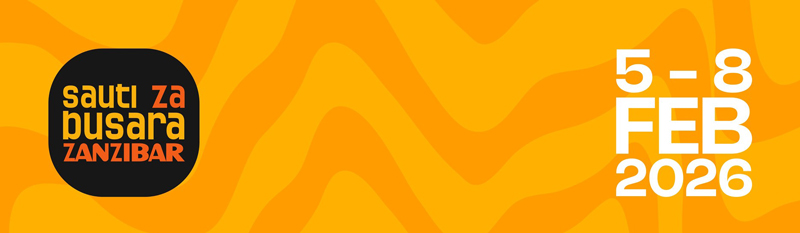 Sauti za Busara 2026, orange banner with festival logo and dates