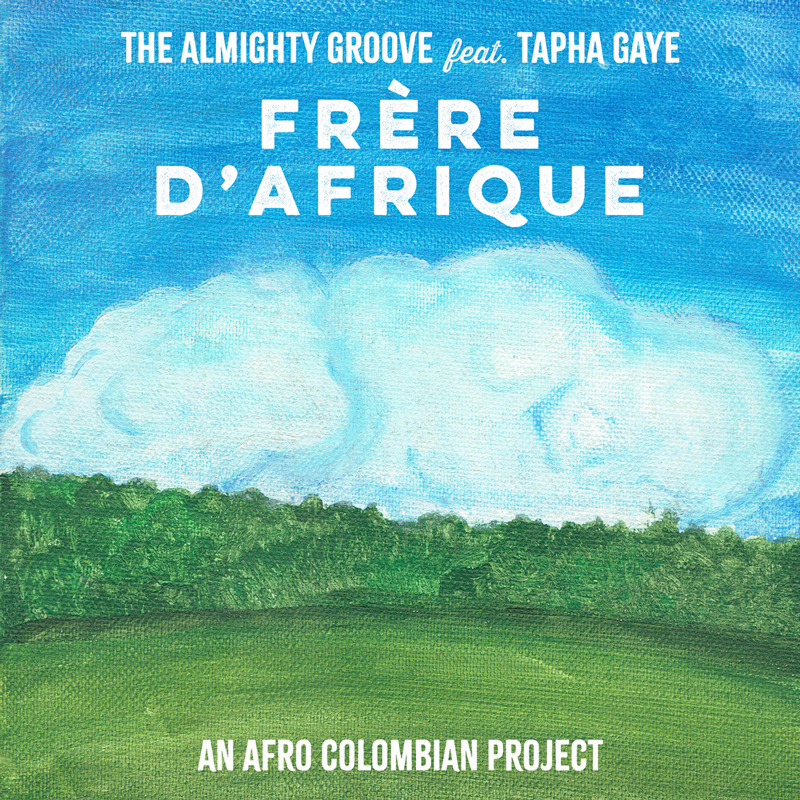 The Almighty Groove - Frère d'Afrique cover artwork. A green meadow and clouds in the distance.