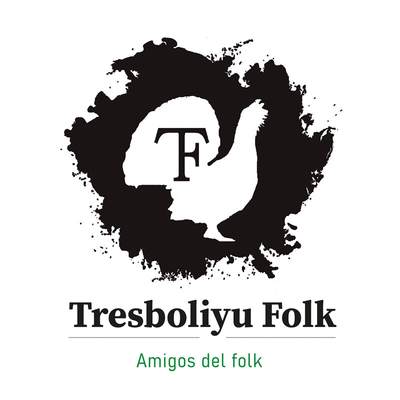 Tresboliyu Folk - Amigos del folk EP artwork. It shows a black pattern in the middle with what looks like the white shape of a rooster inside.