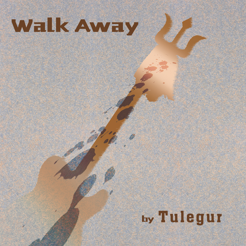 Tulegur - Walk Away cover artwork. An illustration of an electric guitar with a traditional Mongolian head.