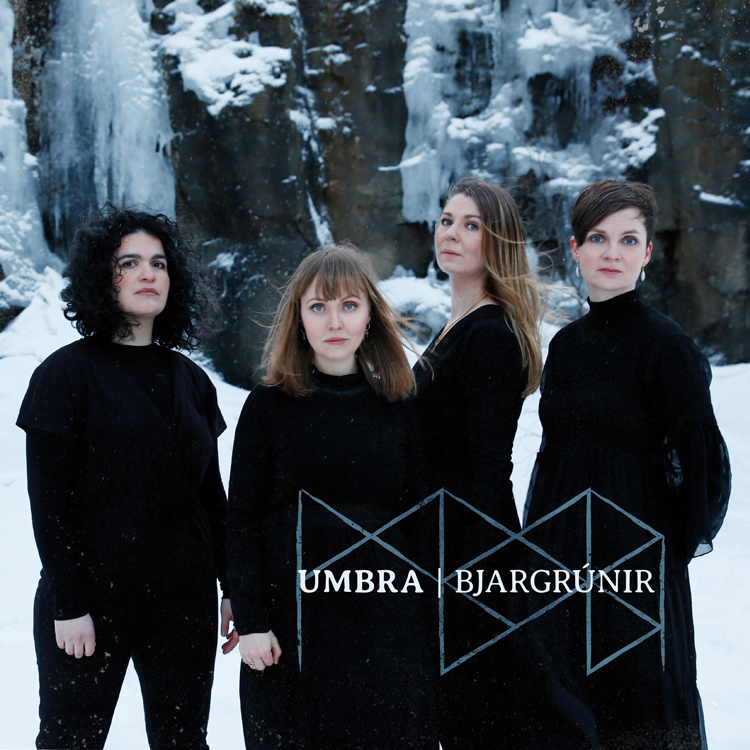 Umbra – Bjargrúnir cover artwork. The four female band member standing outdoors.