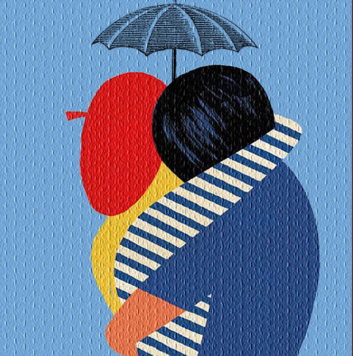 Viren Neel Reds and Blues cover artwork. An image of a couple embracing.