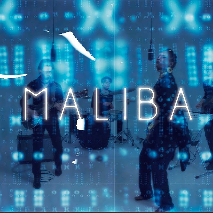 Yeko Maliba cover artwork. A photo of the band in the studio with a blue filter.