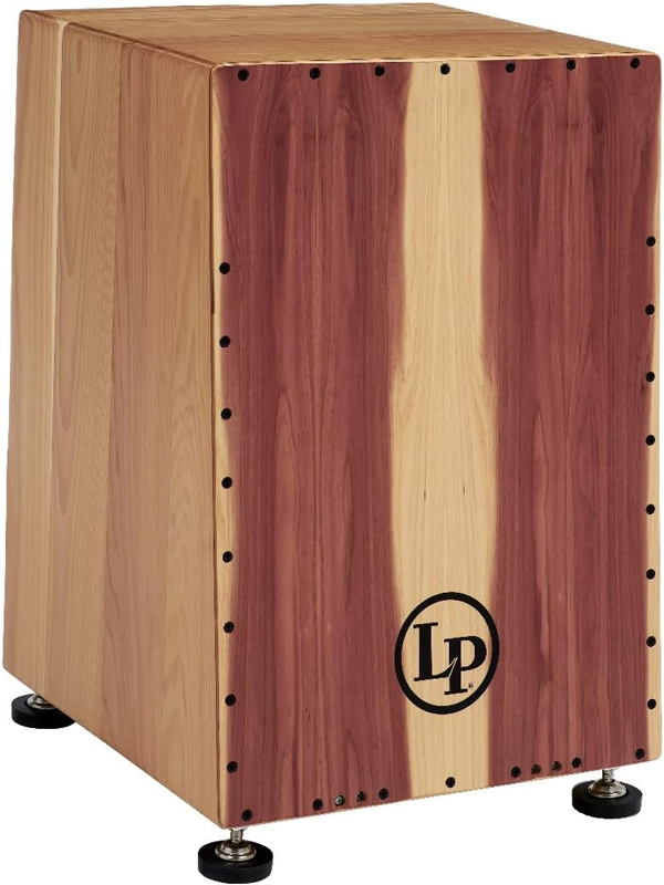 LP (Latin Percussion) cajón made out of cedar. Frontal view.