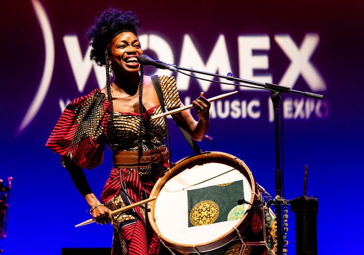 Lucia de Carvalho performing at WOMEX 2021 - Photo by Eric Van Nieuwland