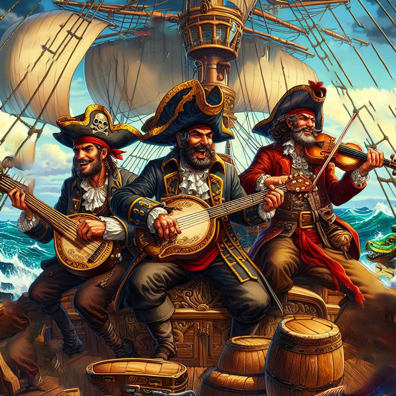 Pirates making music, AI illustration