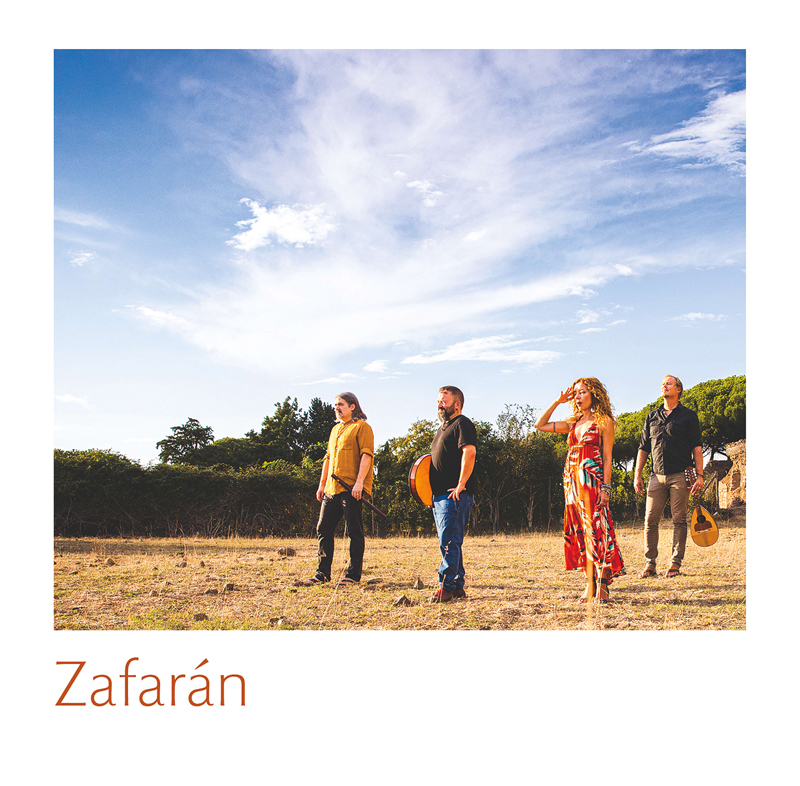 Zafarán - Zafarán cover artwork. A photo of the four musicians in the countryside.
